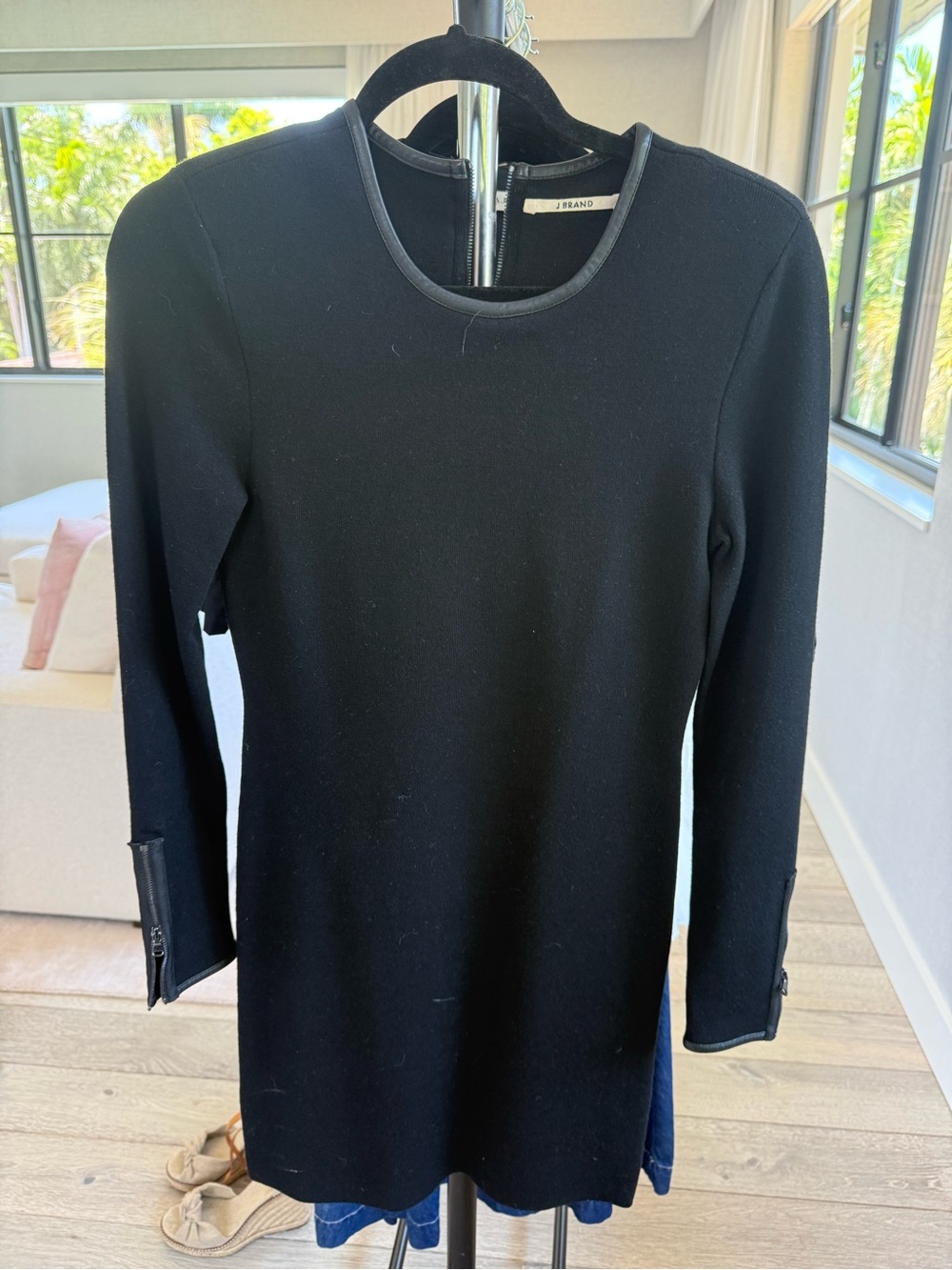 J Brand Black Long Sleeve Dress with Zip Detail